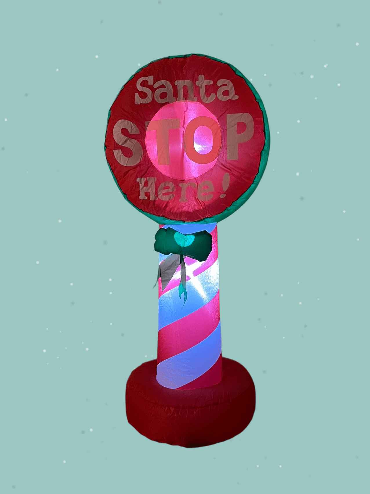 4ft Inflatable Christmas Santa Stop Here Sign - WINFAR INC