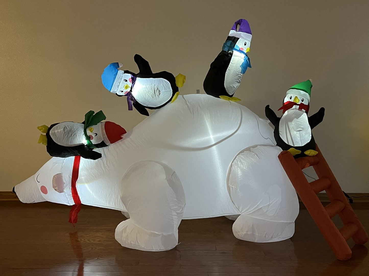 6 FT Inflatable Christmas Polar Bear with Penguins - WINFAR INC