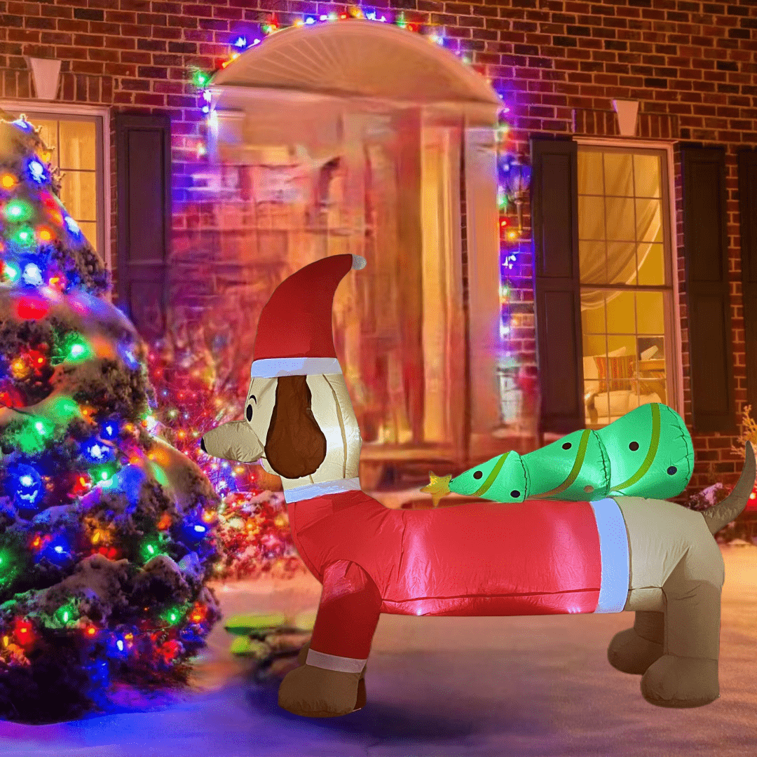 6 FT Inflatable Dog carrying Christmas tree - WINFAR INC
