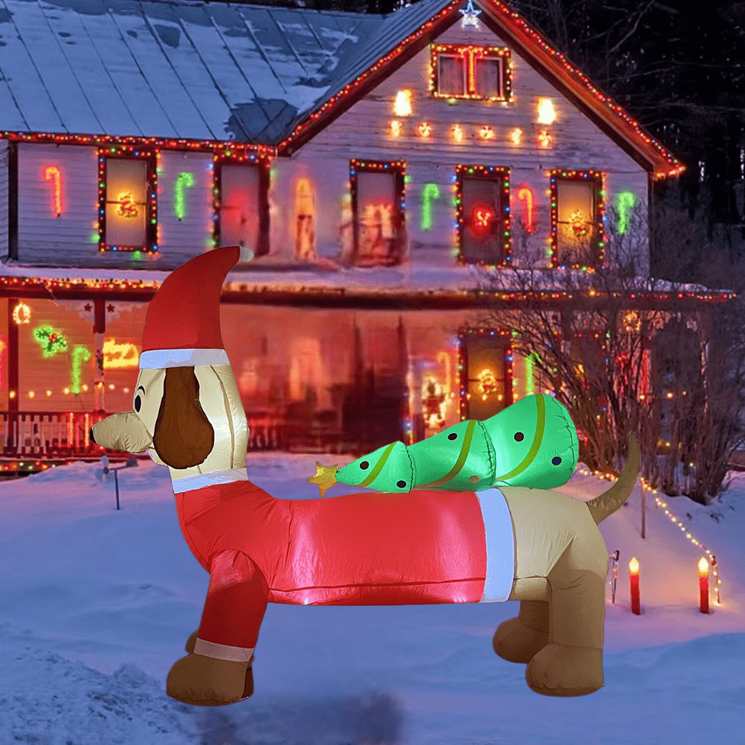 6 FT Inflatable Dog carrying Christmas tree - WINFAR INC
