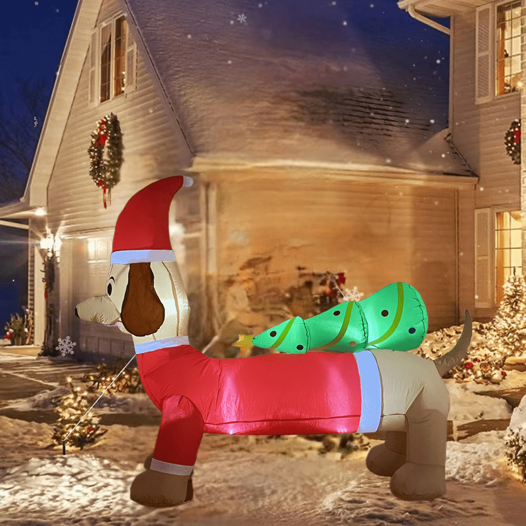 6 FT Inflatable Dog carrying Christmas tree - WINFAR INC