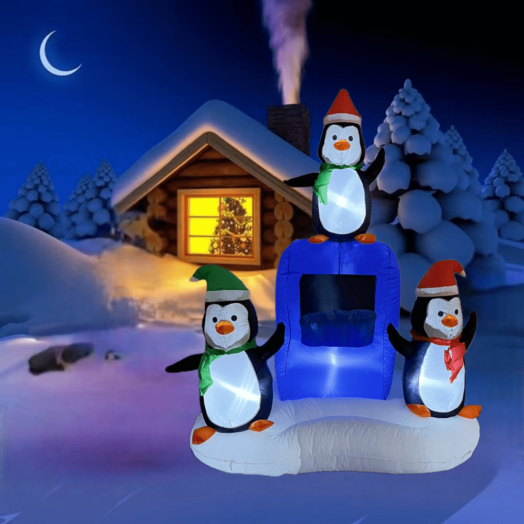 6.5 FT Inflatable Snow House with Penguins - WINFAR INC