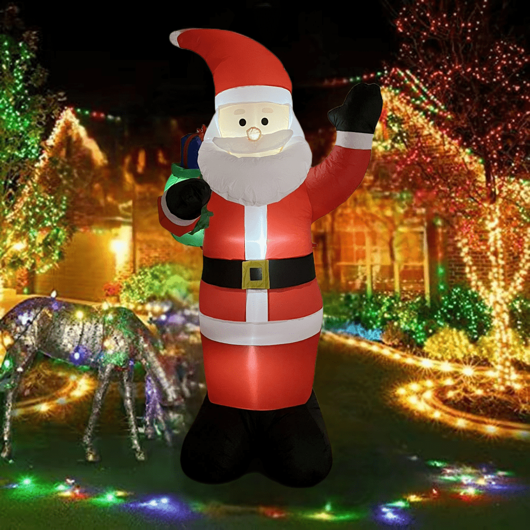 8 FT Inflatable Christmas Santa Claus Carrying a Gift Bag - WINFAR INC