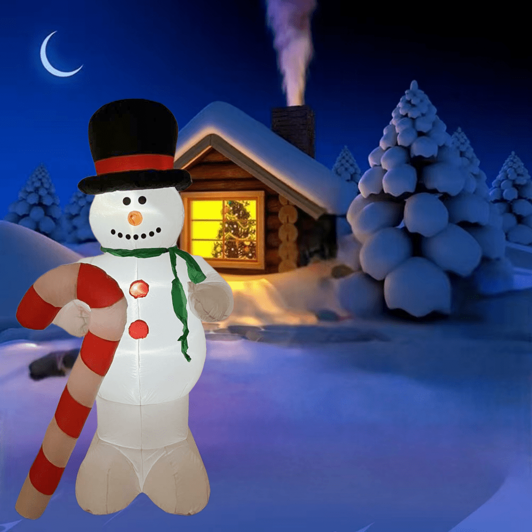 8 FT Inflatable Christmas Snowman With Candy Cane - WINFAR INC