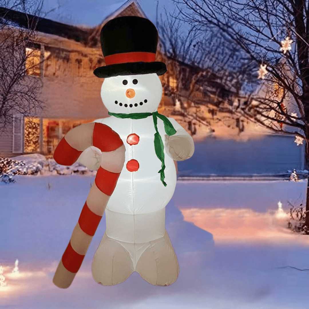 8 FT Inflatable Christmas Snowman With Candy Cane - WINFAR INC