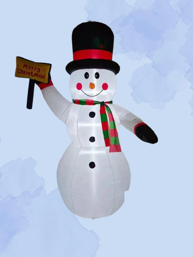 8 FT Inflatable Snowman with Merry Christmas Sign