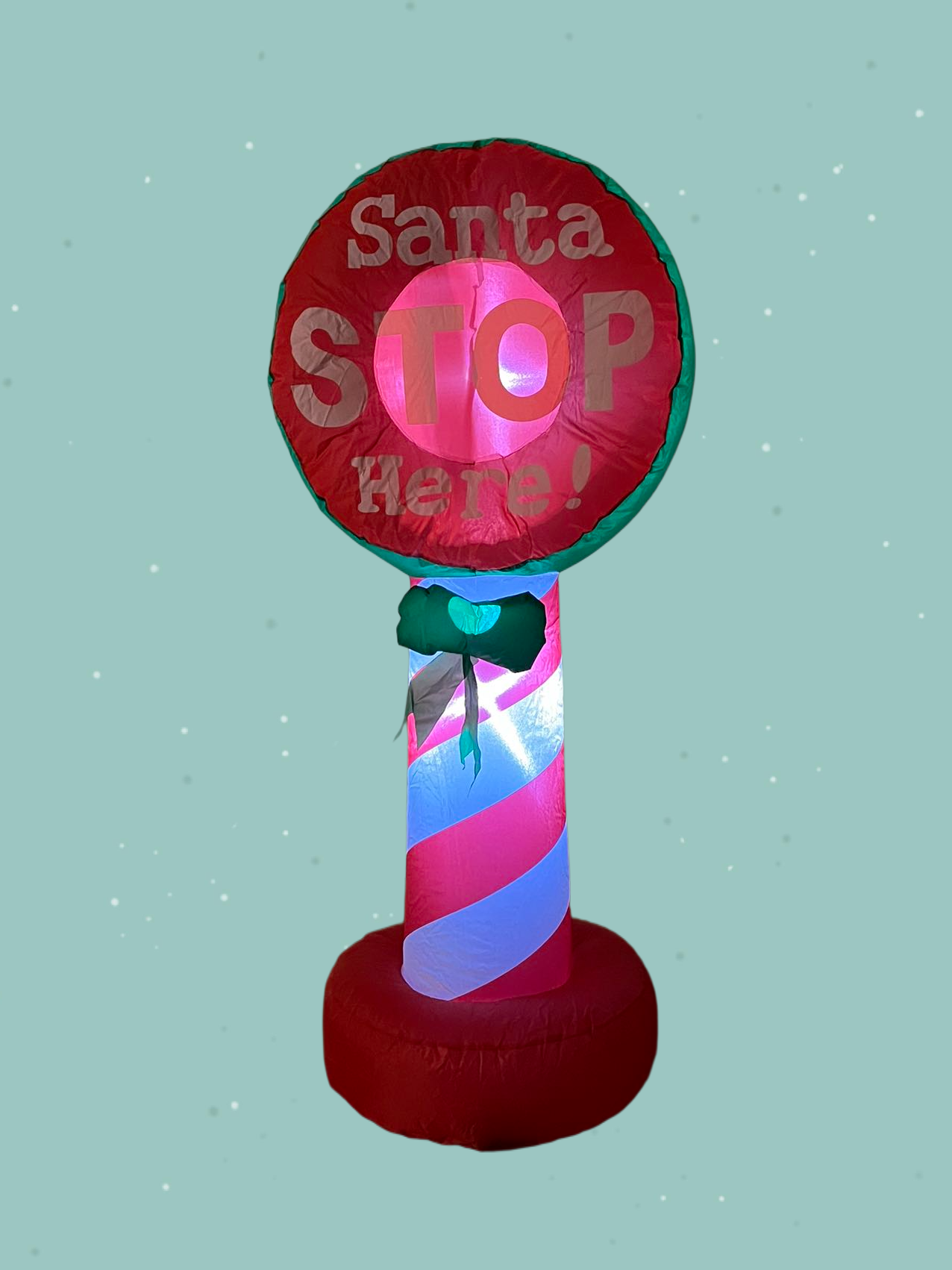 4ft Inflatable Christmas  Santa Stop Here Sign