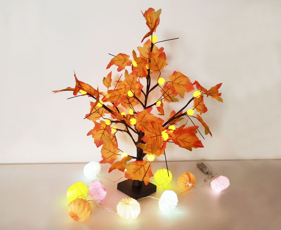 24L LED Tabletop Lighted Maple Tree Battery Operated