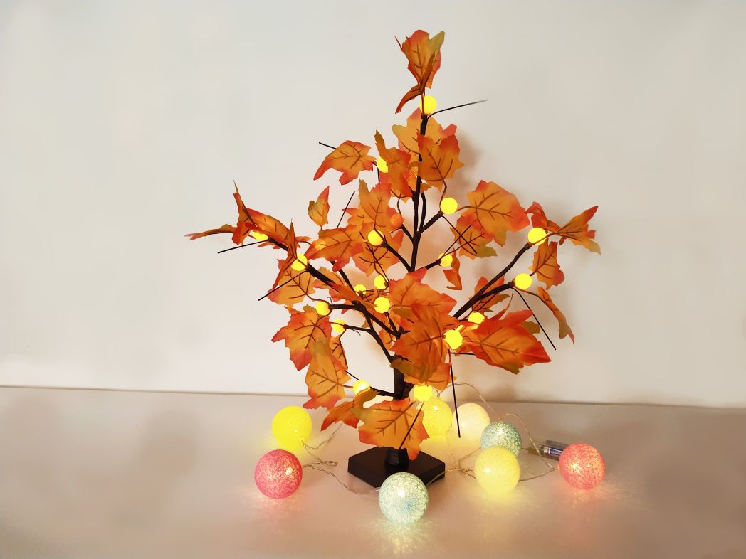 24L LED Tabletop Lighted Maple Tree Battery Operated