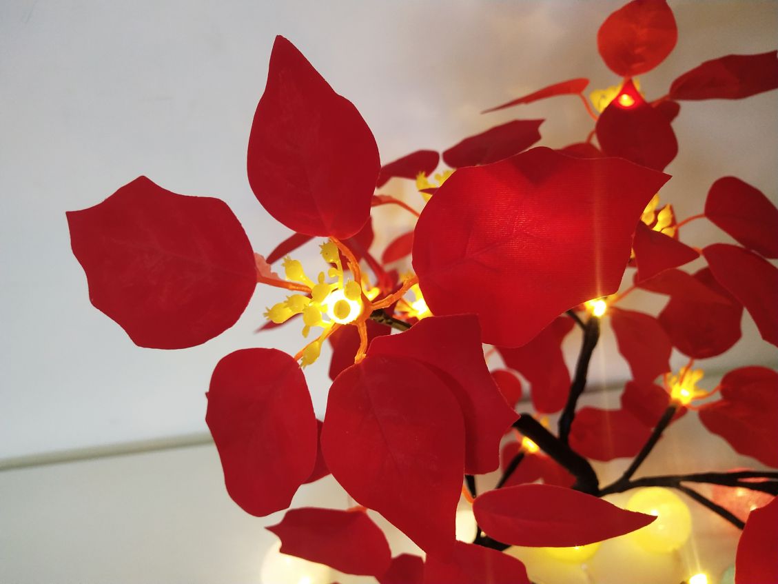 24L LED Tabletop Lighted Christmas Flower Tree Battery Operated