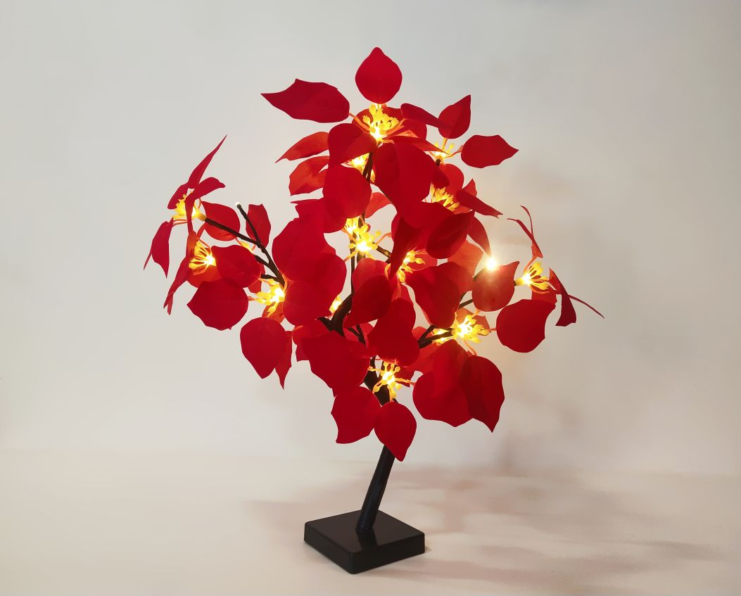 24L LED Tabletop Lighted Christmas Flower Tree Battery Operated