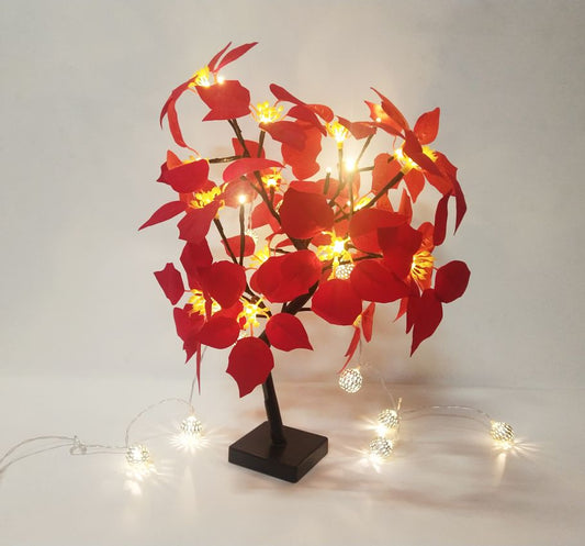 24L LED Tabletop Lighted Christmas Flower Tree Battery Operated