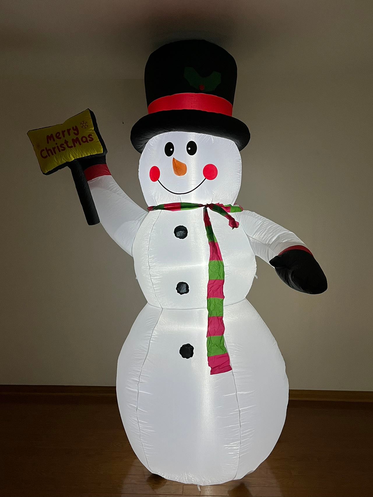 8 FT Inflatable Snowman with Merry Christmas Sign