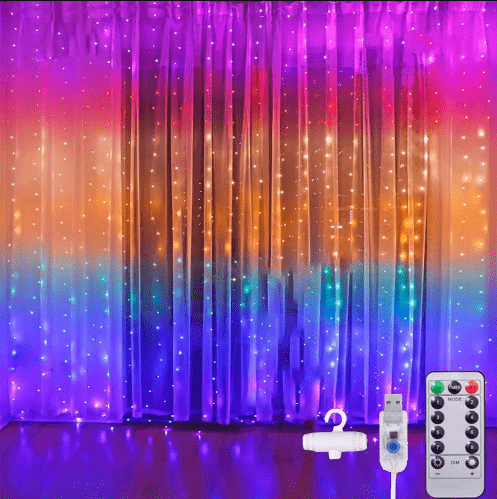 Multicolor Waterfall Lights 350 LED For Christmas House Decoration, Cortina, with Magic Functions - WINFAR INC