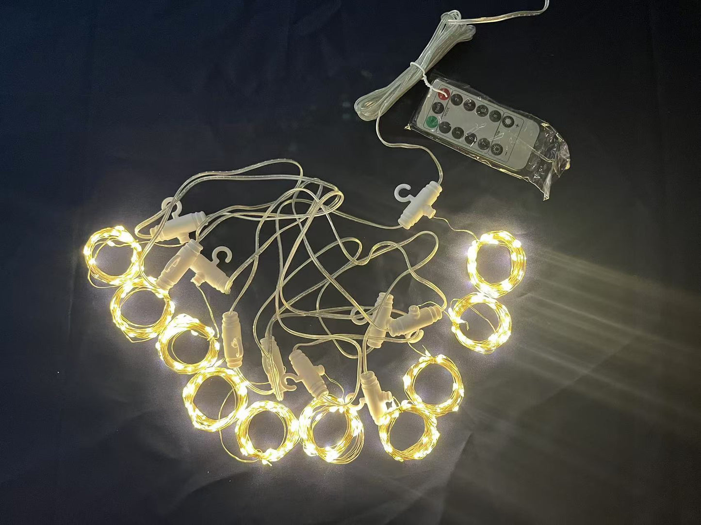 Warm Waterfall Lights 350 LED For Christmas House Decoration, Cortina, with Magic Functions - WINFAR INC