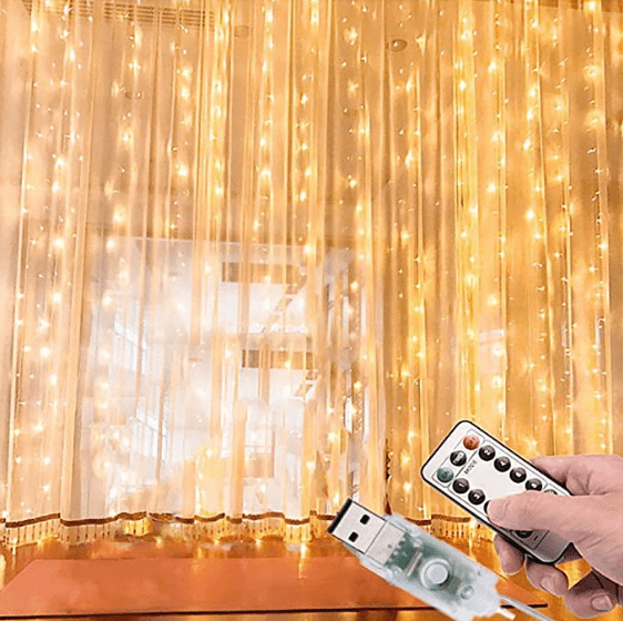 Warm Waterfall Lights 350 LED For Christmas House Decoration, Cortina, with Magic Functions - WINFAR INC
