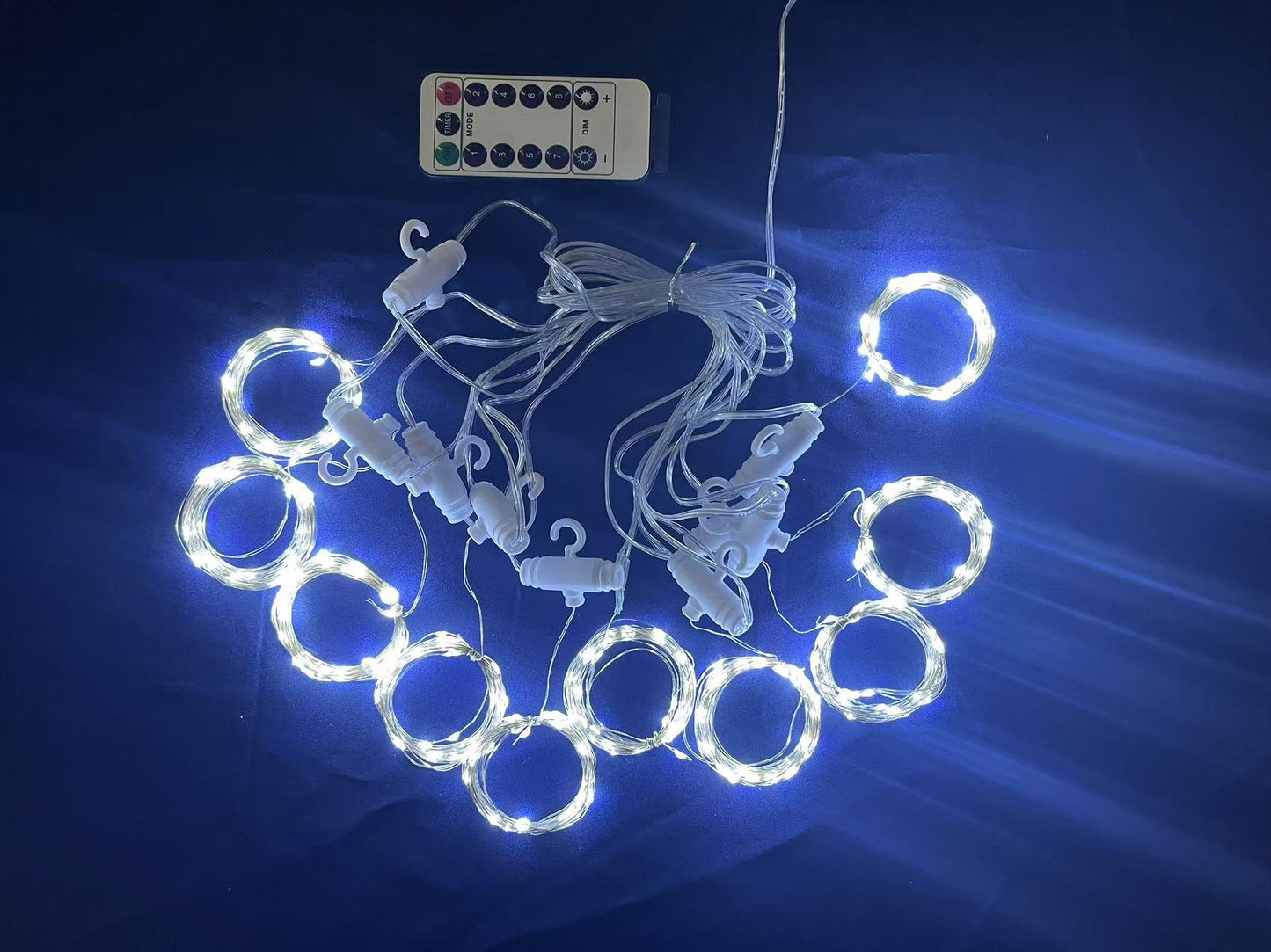White Waterfall Lights 350 LED For Christmas House Decoration, Cortina, with Magic Functions - WINFAR INC
