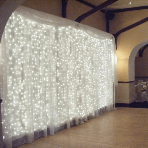 White Waterfall Lights 350 LED For Christmas House Decoration, Cortina, with Magic Functions - WINFAR INC