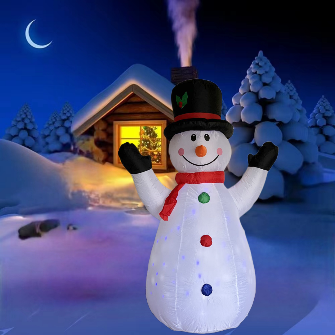 6 FT Inflatable Christmas Snowman  7 Colors Rotating Chnaging LED Lights