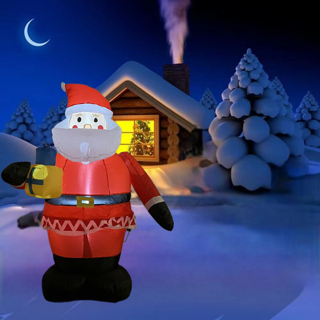 5 FT Inflatable Christmas  Santa Claus wtih Gift Box