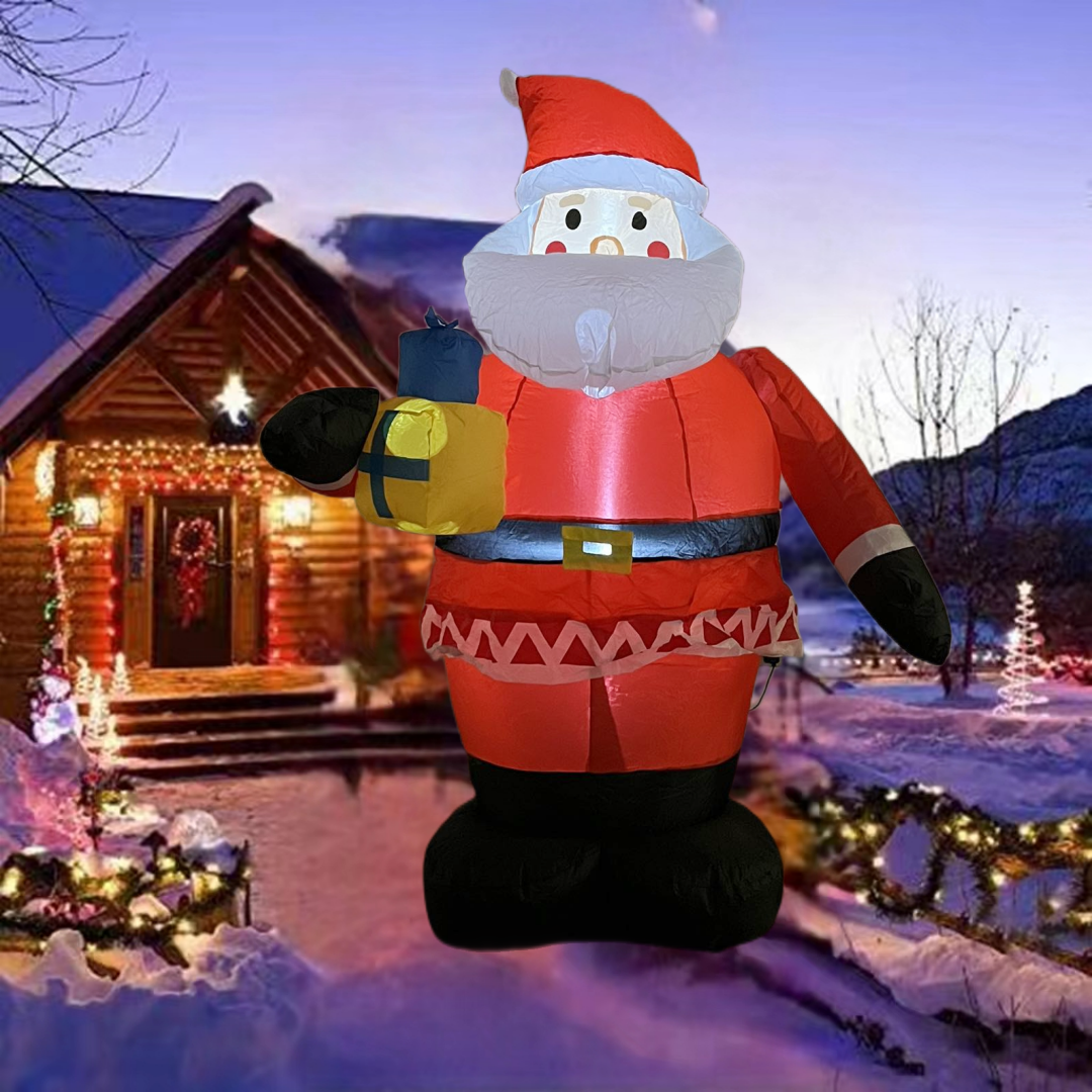 5 FT Inflatable Christmas  Santa Claus wtih Gift Box