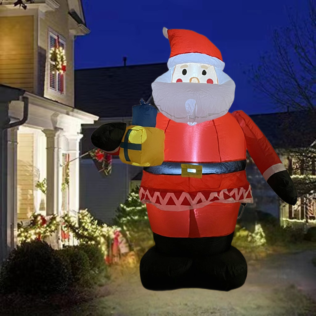 5 FT Inflatable Christmas  Santa Claus wtih Gift Box