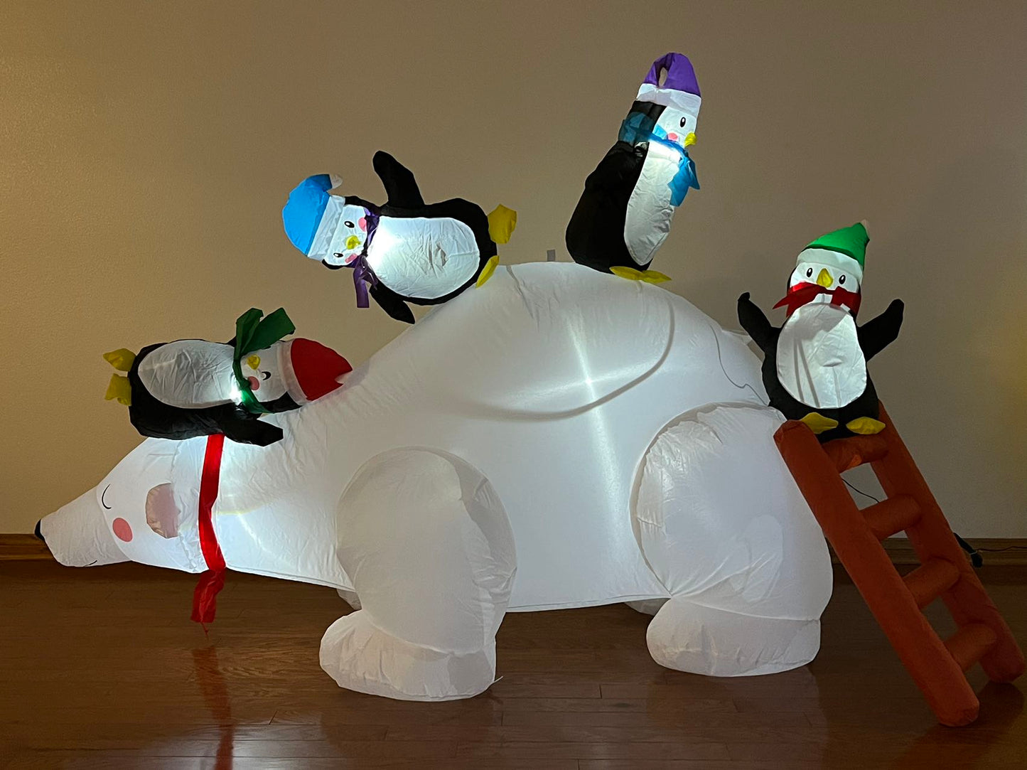 6 FT Inflatable Christmas Polar Bear with Penguins