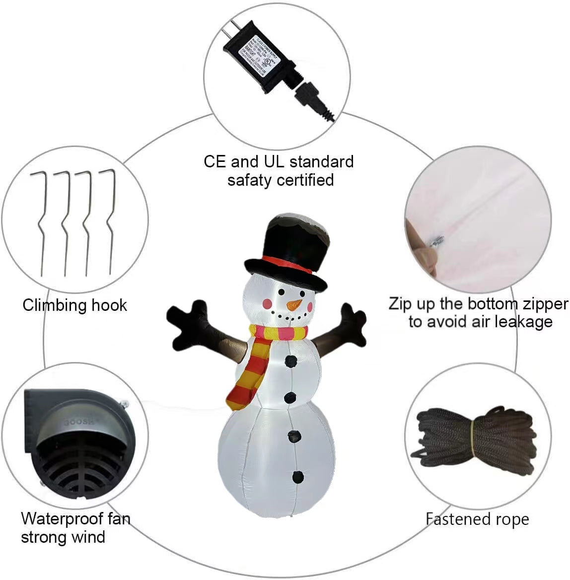 6 FT Inflatable Snowman  With Tree Forks